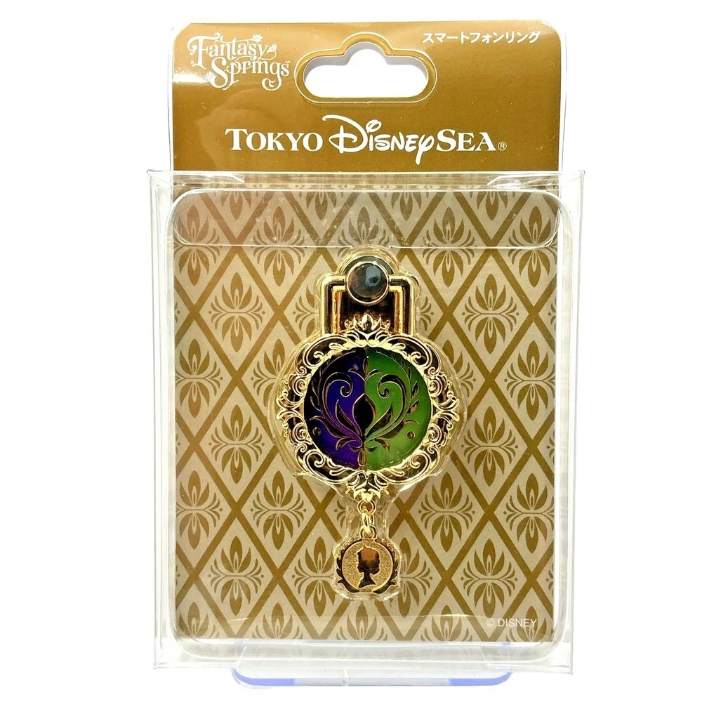 Tokyo DisneySea Fantasy Springs Phone Ring Stand Gold Enamel Keyhole Charm
